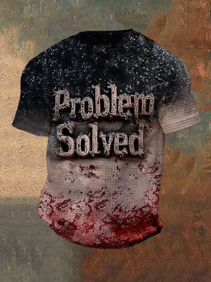 Men's Priblem Sloved Print Waffle T-Shirt