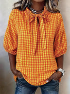 Women's Casual Plaid Print Top