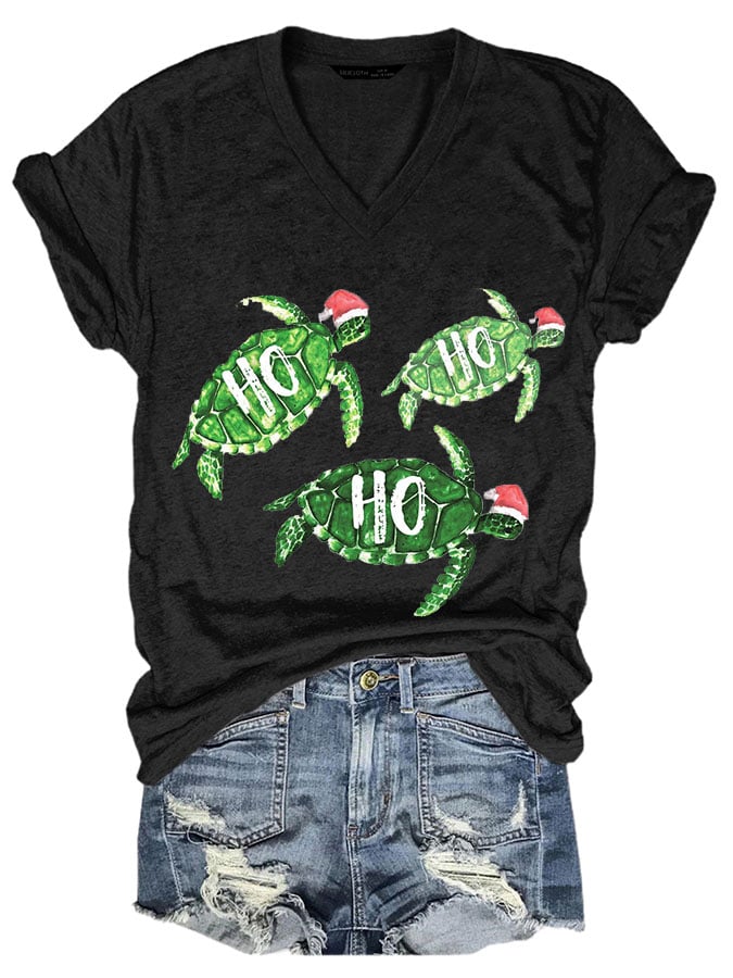 Women's Casual Hawaiian  Christmas Print Short Sleeve T-Shirt