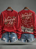 Women's It's A Wonderful Life Christmas Print Casual Sweatshirt