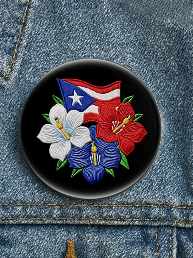 Unisex Style Retro Puerto Rico print Casual Pin   Button