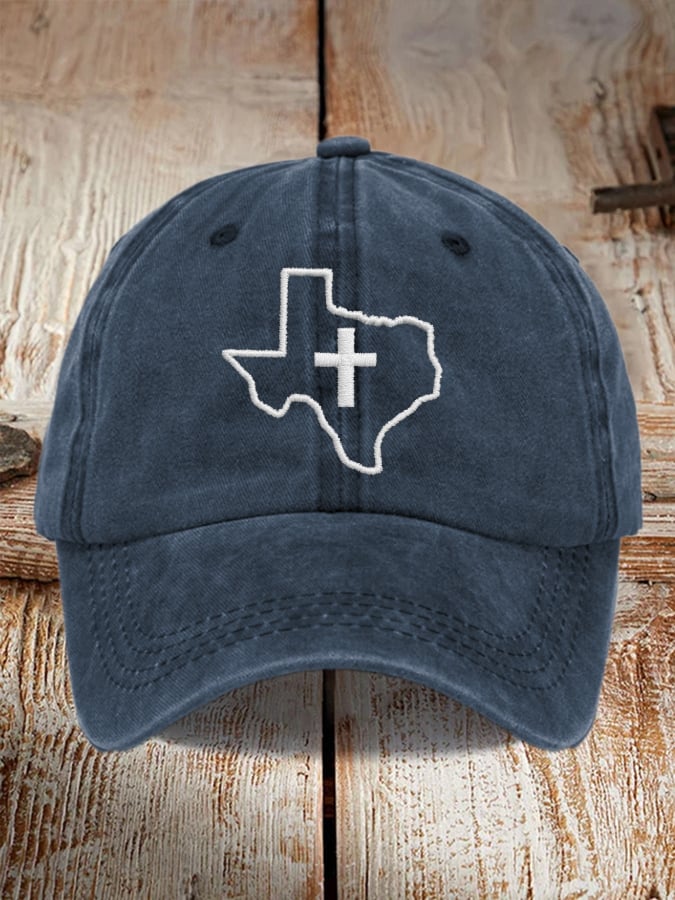 Retro Texas Strong Faith Cross Print Baseball Cap