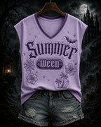 Women's Summer Spooky Halloween Print Top