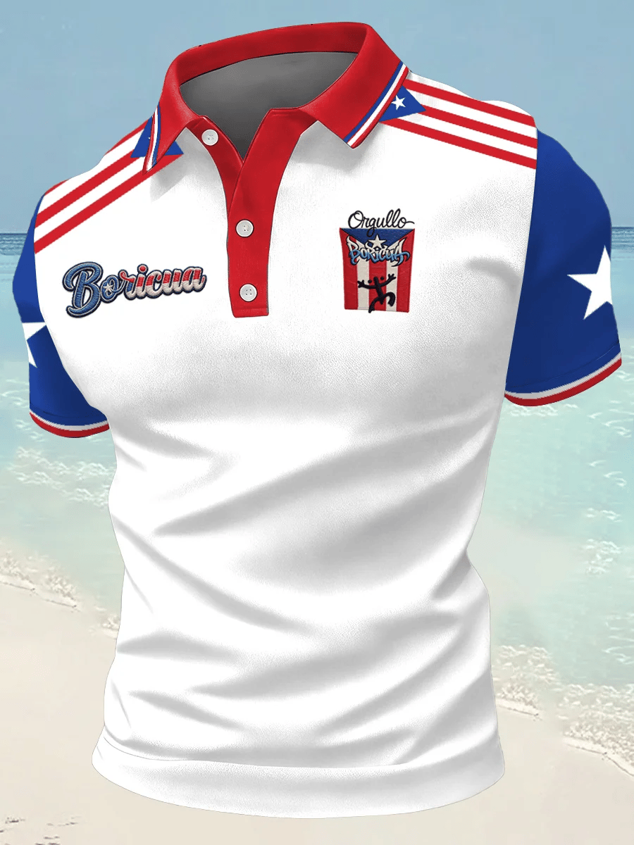 Men's Puerto Rico Print Casual Polo