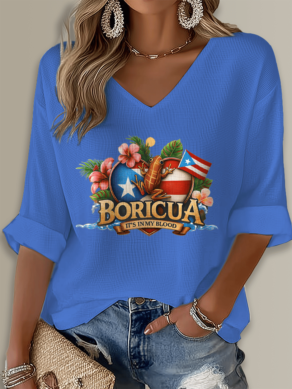 Puerto Rico Singer Boricua Printed Long Sleeve Top