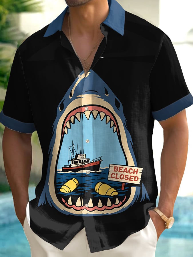 Men's Great White Shark Print Comfort Shirt
