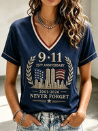 Women's 9.11 Never Forget Printed Casual Tops