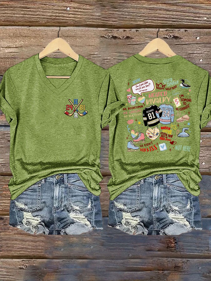 Women's Hockey Romance Print T-Shirt