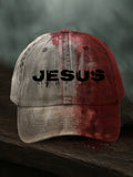 Unisex Vintage Bloodstained Faith Jesus Print Hat