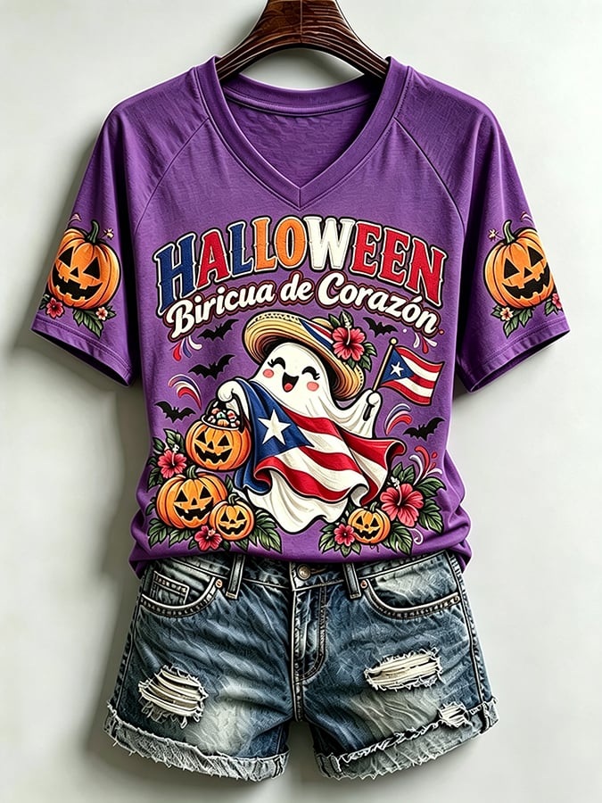 Women's Puerto Rico Halloween Graphic T-shirt