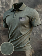 Men's Retro "Patriot" Quick-Dry Textured Fabric Polo Shirt