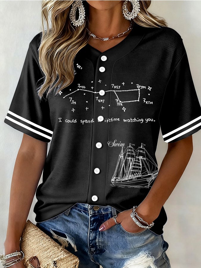 Women's Kpop Music Printed Baseball Jersey
