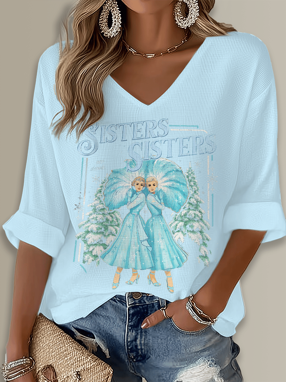 Merry Christmas Printed Long Sleeve Top