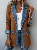 Women'S Casual Denim Contrast Color Stitching Jacket