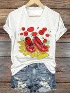 Women's Halloween Red Shoes Printed Casual T-Shirts