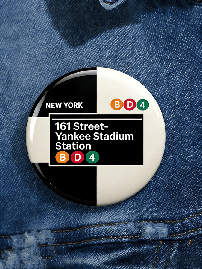 Unisex "Next Stop: 161st Street...Yankee Stadium!" Baseball Fan Print Brooch