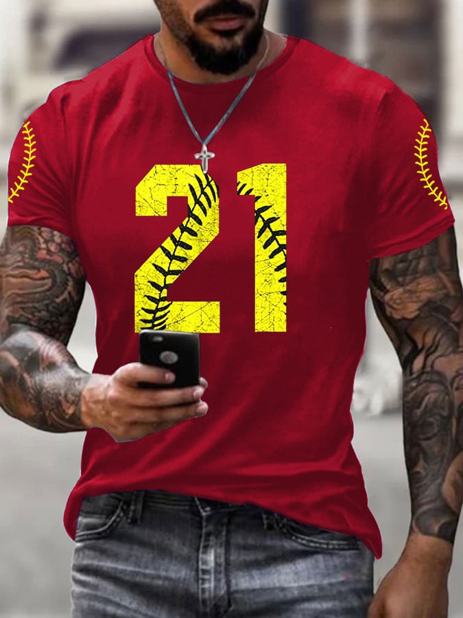 Men's Puerto Rico Baseball Print Short-Sleeve T-Shirt