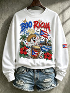 Women's Halloween In Puerto Rico Printed Long-Sleeve Sweatshirt