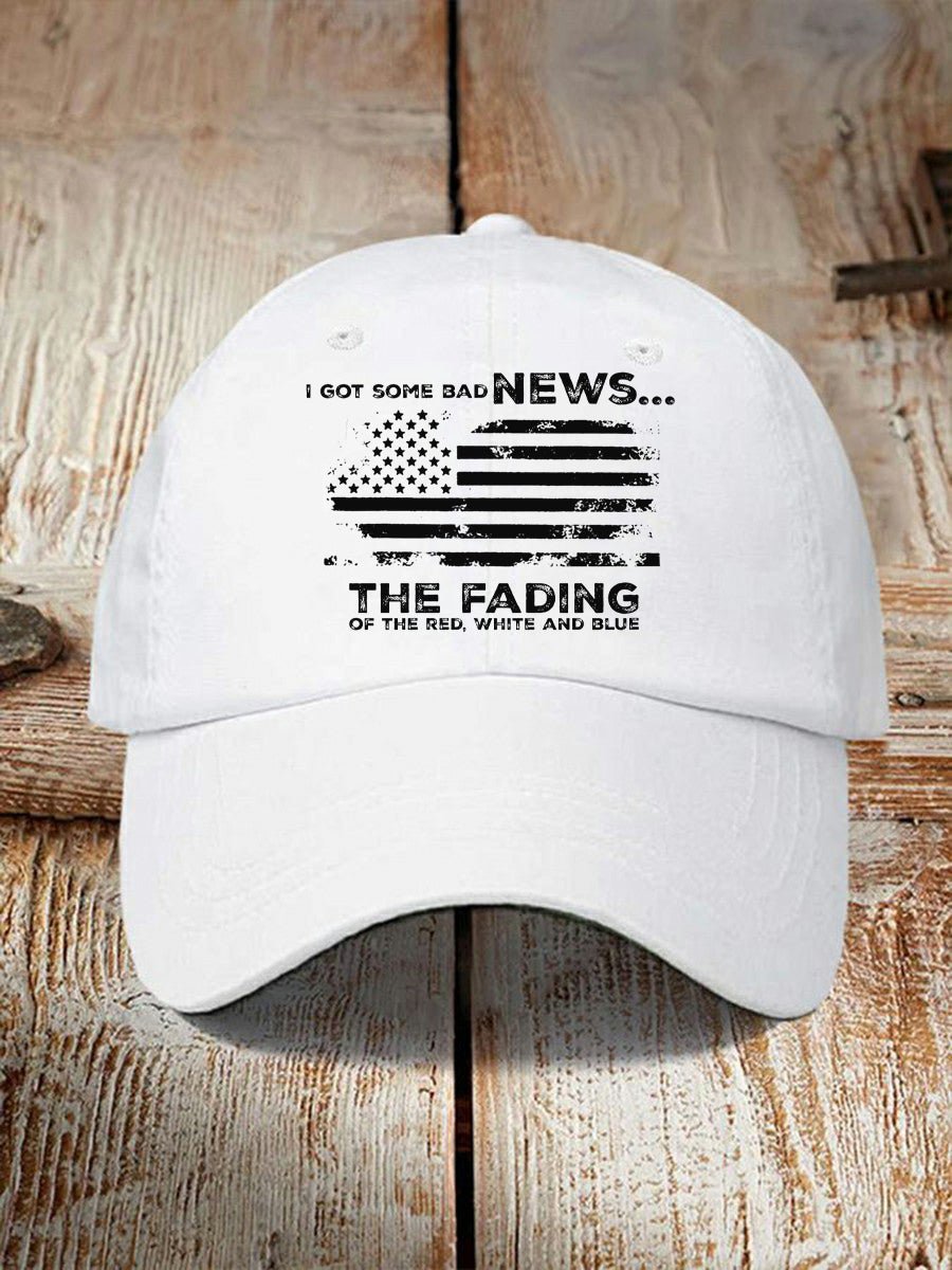 The Fading Of The Red White And Blue Print Baseball Cap