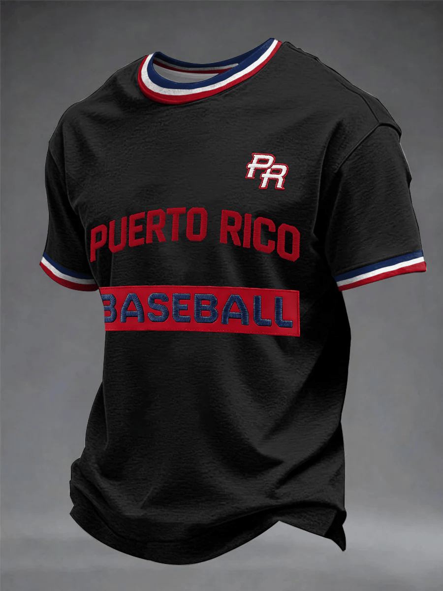 Men's Puerto Rico Baseball Print Casual T-shirt