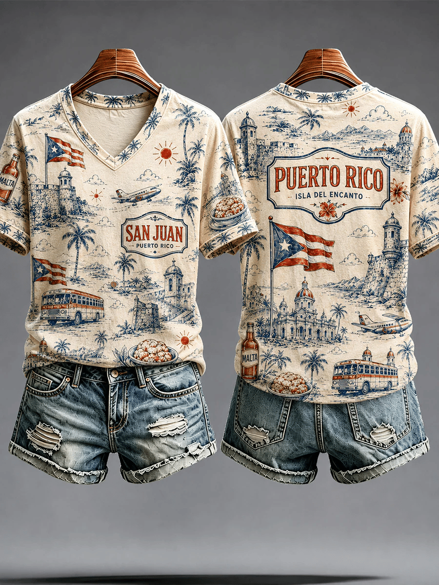 Women's Puerto Rico Pride Art Printed T-shirt