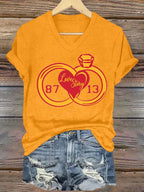 Women's Love Story print V-neck T-shirt