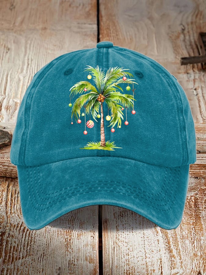 Women's Casual Christmas Palm Tree Print Baseball Cap