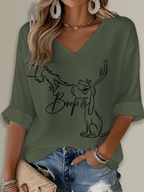 Merry Christmas Boop Printed Long Sleeve Top