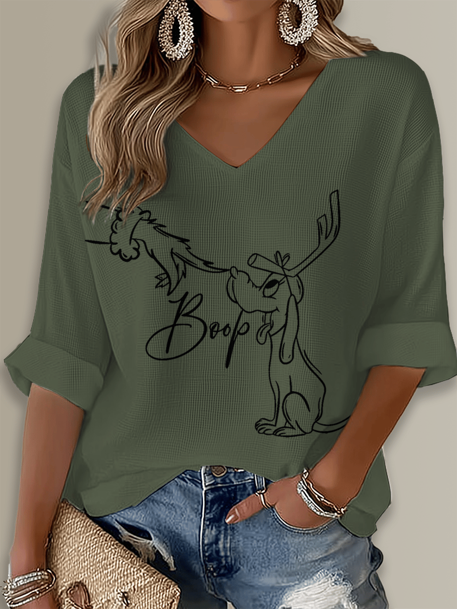 Merry Christmas Boop Printed Long Sleeve Top