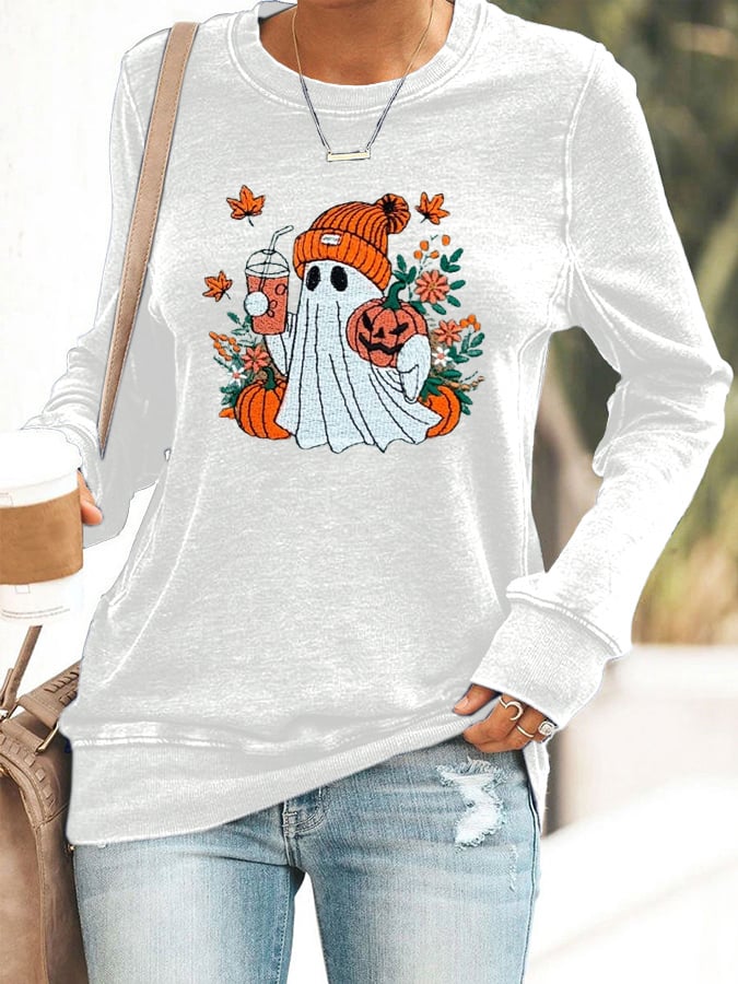 Women's Cute Ghost Print Sweatshirt