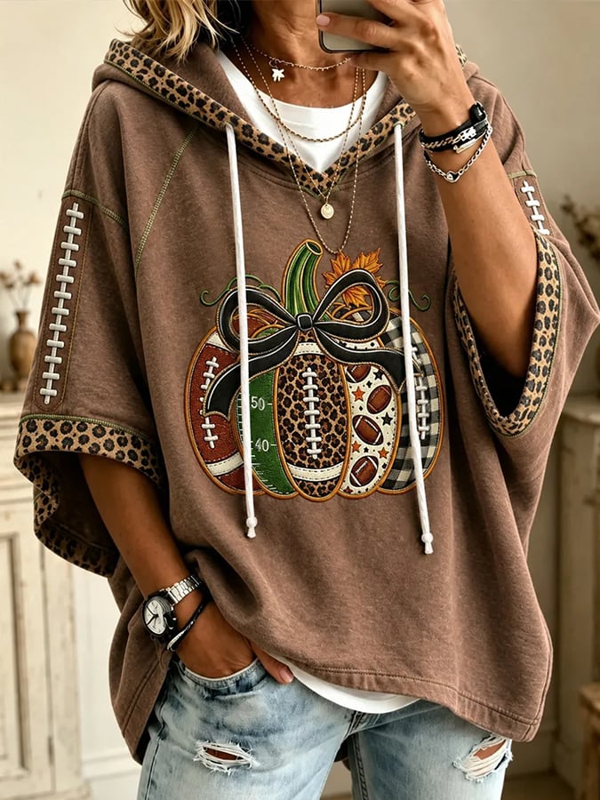 Women's Autumn Pumpkin Pattern Casual Hoodie