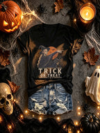 V-Neck Retro Funny Halloween Basketball Don't Point At Me Trick Or Treat Print T-Shirt