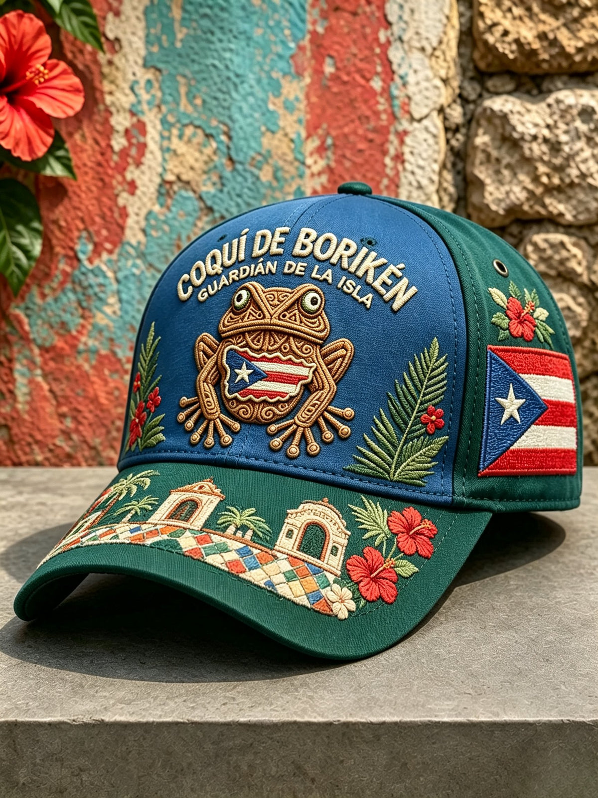 Unisex Retro Puerto Rico Boricua Floral Art Print Hat