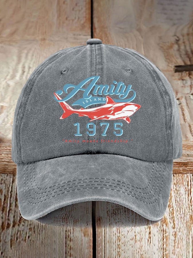 Retro Amity Island 1975 Print Baseball Cap