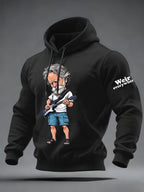 Men's casual printed hooded sweatshirt