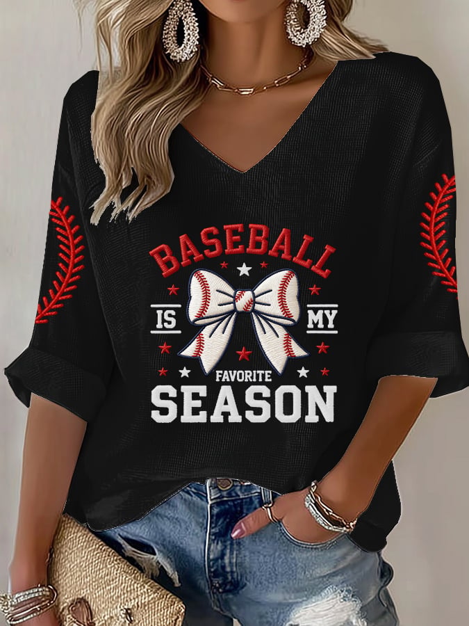 Women's Retro Baseball Is My Favorite Season  Print T-Shirt