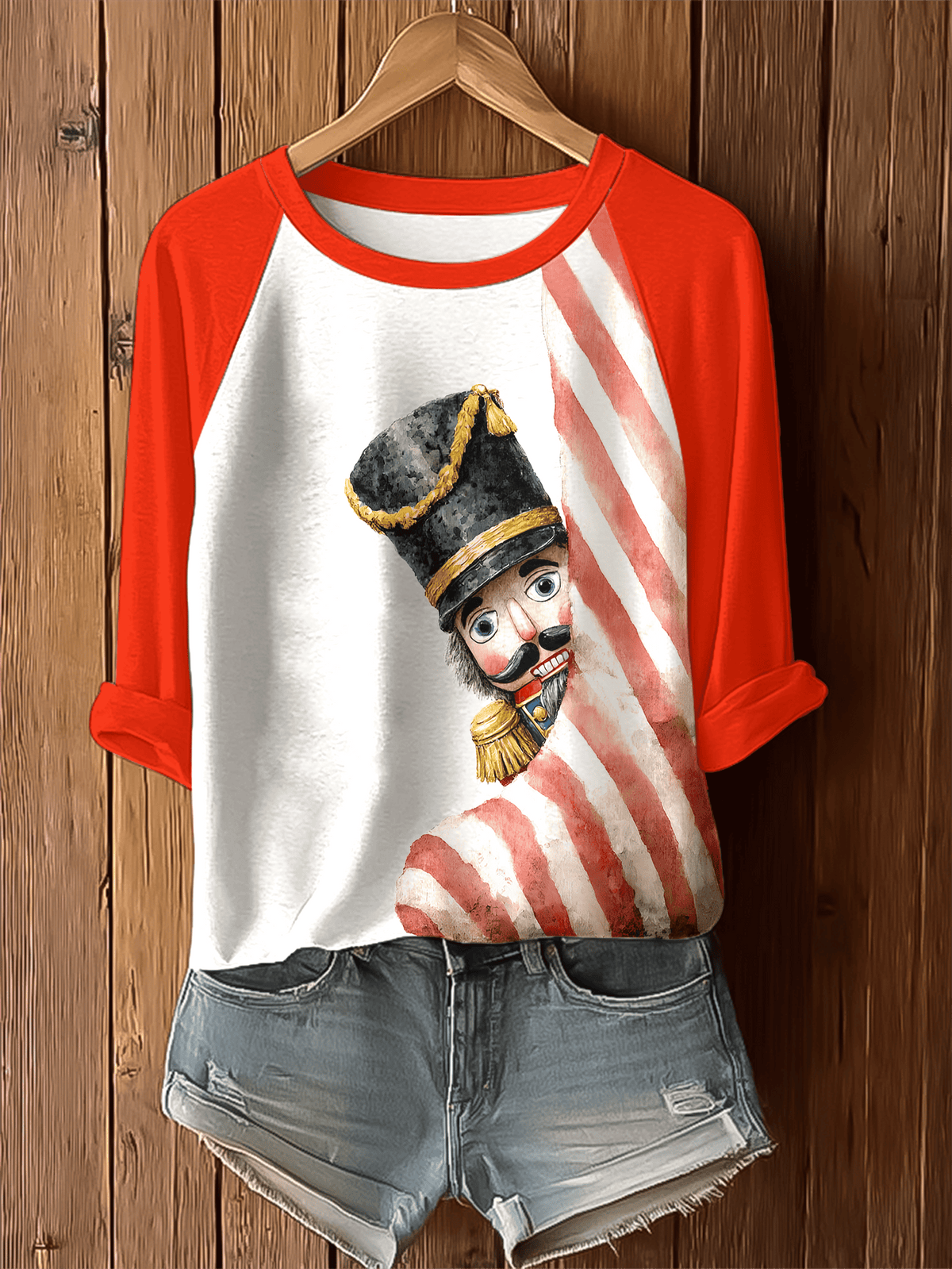 Merry Christmas Printed Raglan T-shirt