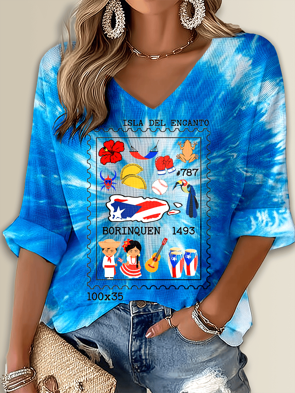 Puerto Rico Printed Long Sleeve Top