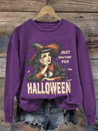 Women's Just Waiting For Halloween Print Casual Sweatshirt