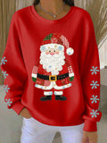 Women's Santa Claus Print Knitted Crew Neck Long Sleeve Top
