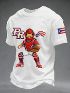 Men's Puerto Rico Baseball Casual Waffle Short Sleeve T-Shirt