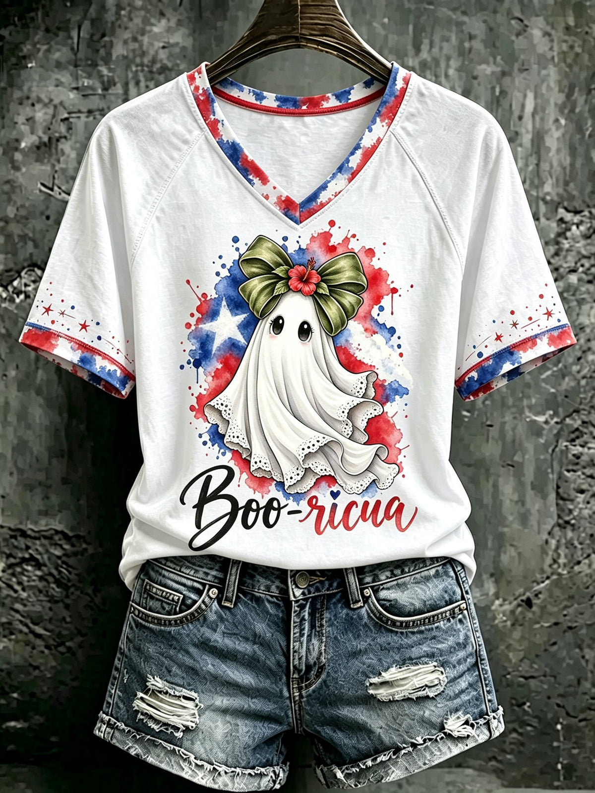 Women's Puerto Rico Halloween Print T-shirt
