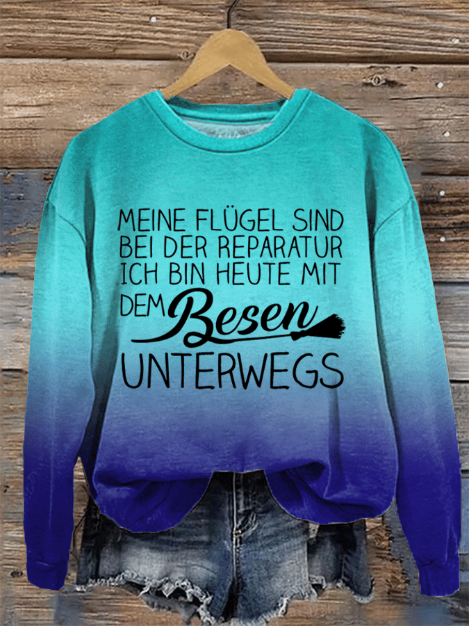 "Meine Flügel sind bei der Reparatur ..." Damen Rundhals-Sweatshirt.
