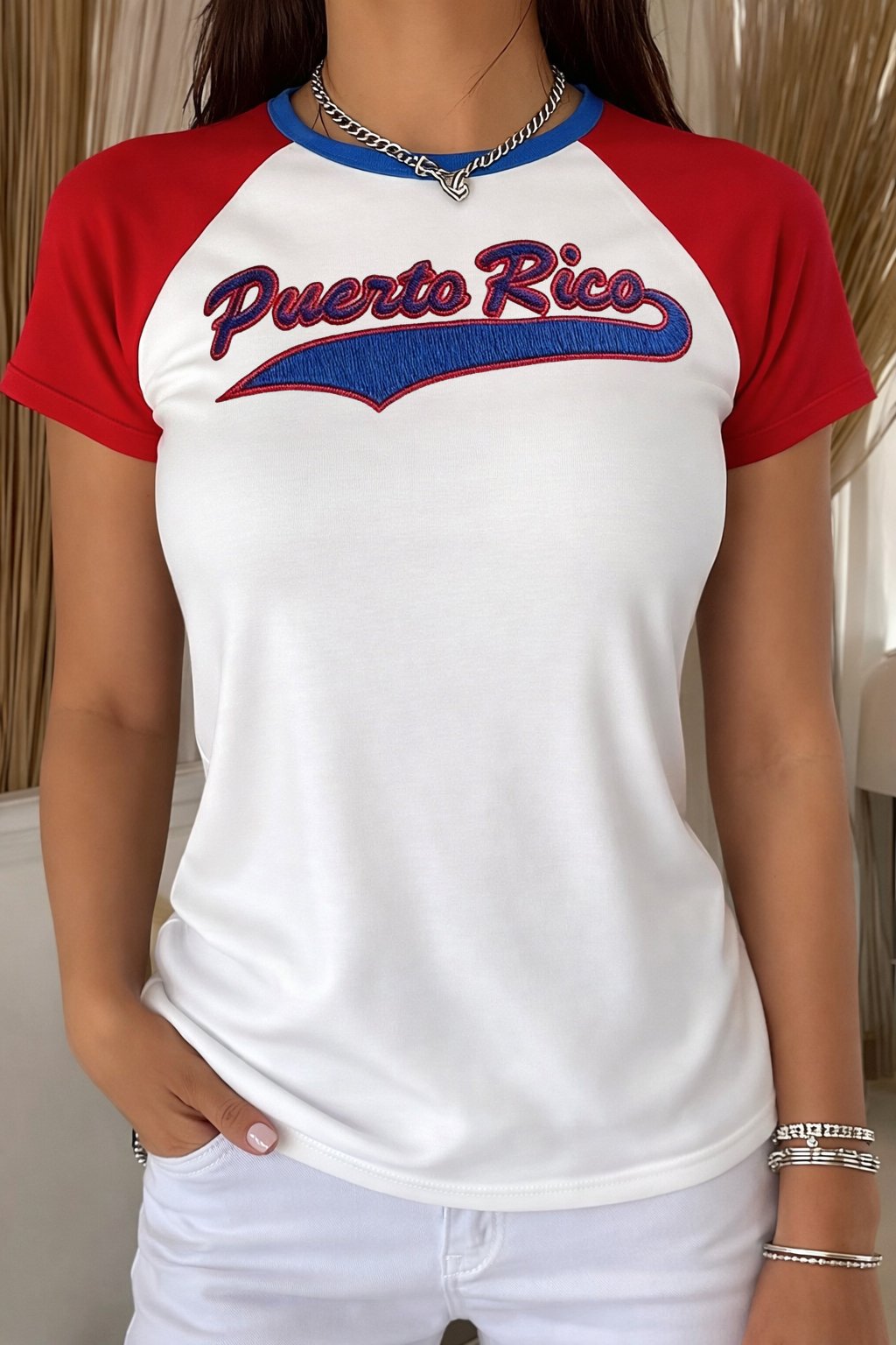 Women's Puerto Rico Print Raglan sleeves T-Shirt