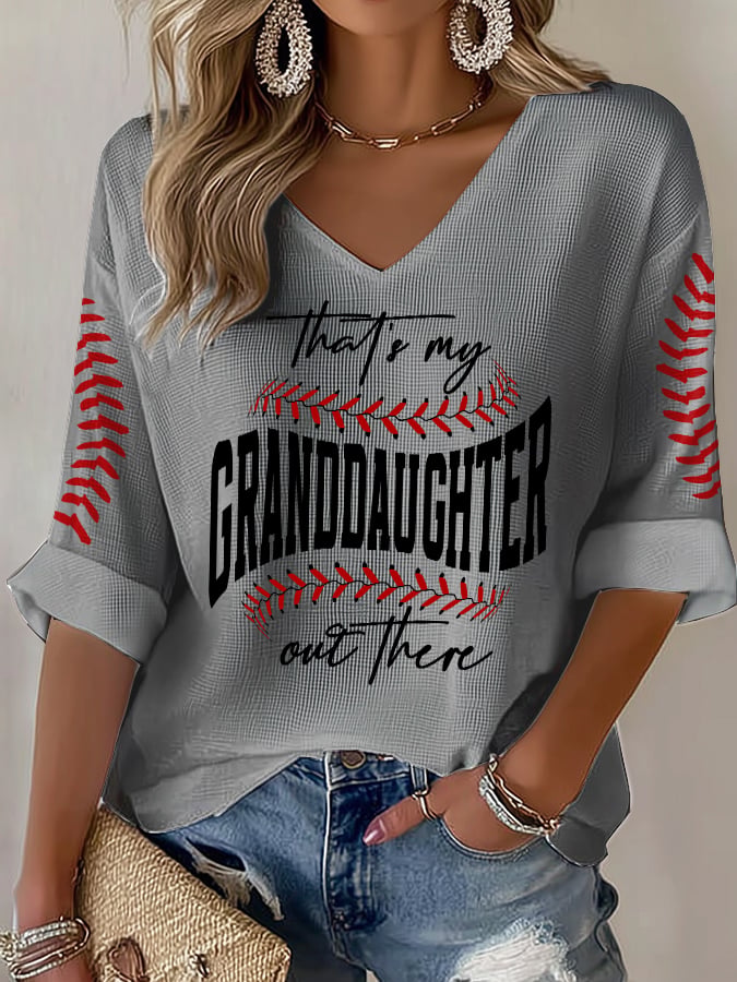 Women's That’s My Granddaughter Out There Baseball Print Top