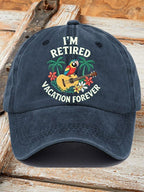 Unisex Retro Vacation Music Parrot I'M Retired Vacation Forever Print Hat