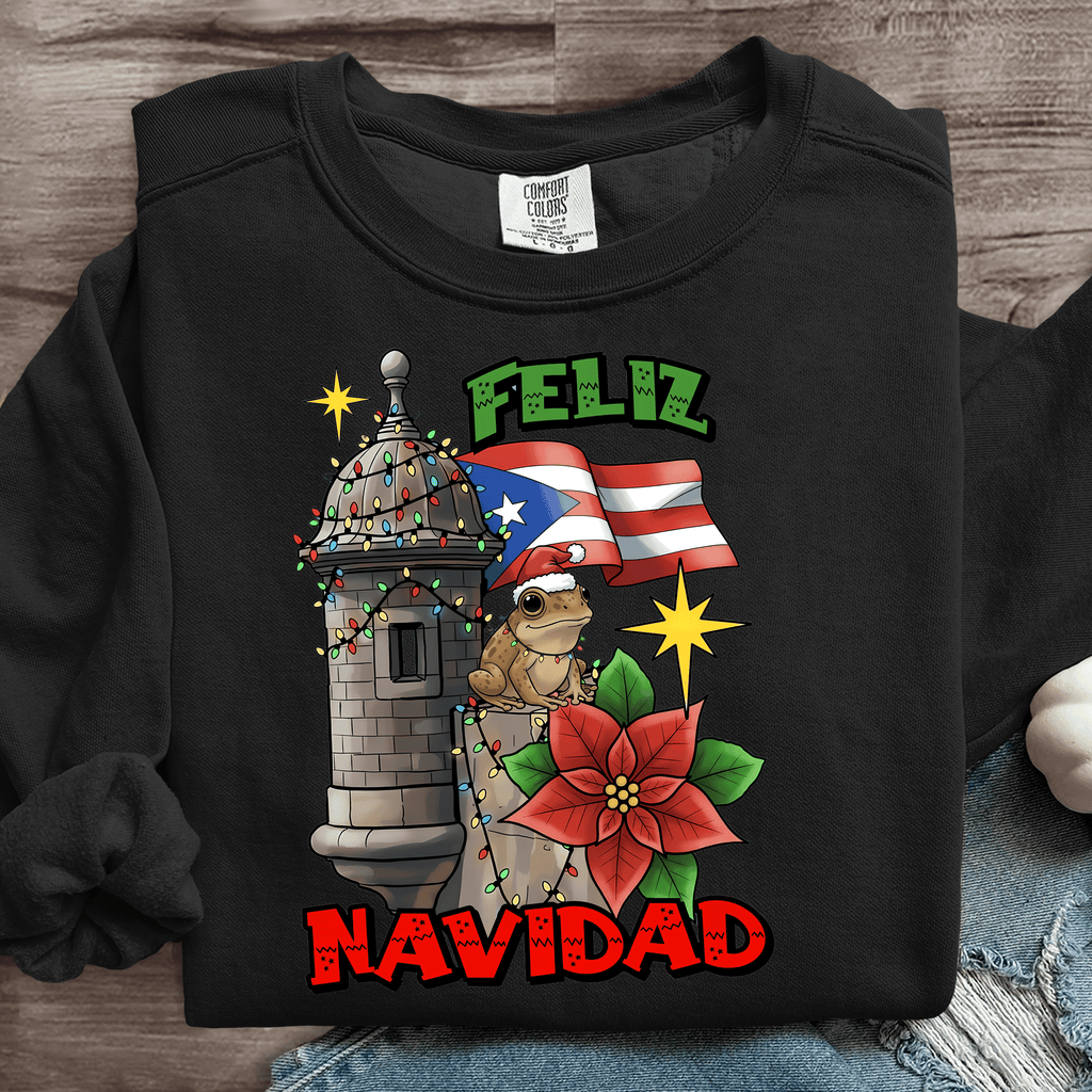 Puerto Rican Coquito Navidad Boricua Printed Sweatshirt