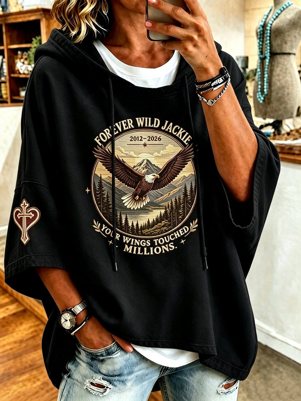Women'S Casual Bald Eagle "Jackie" Print Top