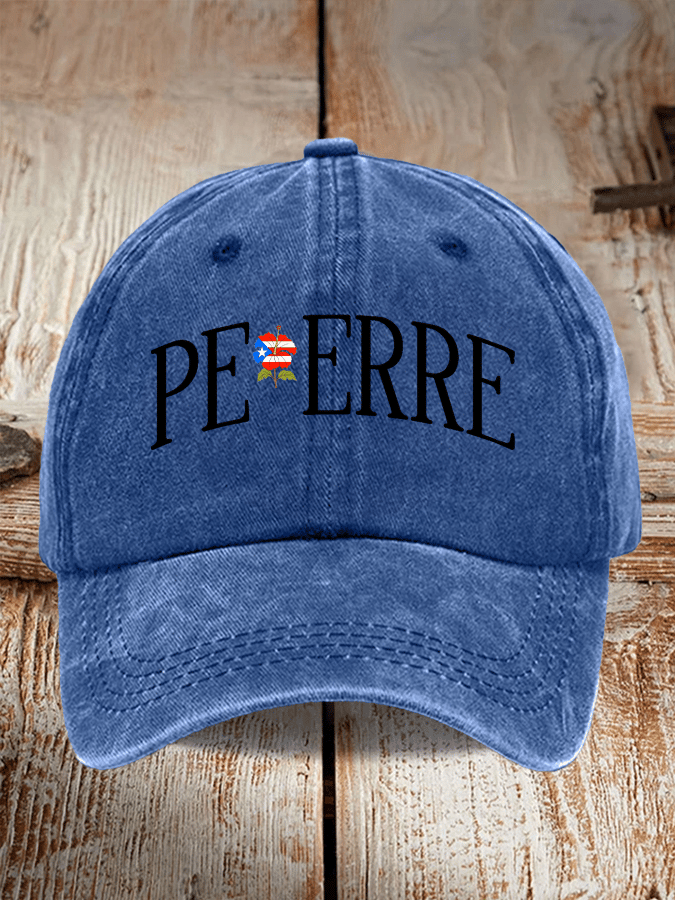 Retro Puerto Rico Print Baseball Cap