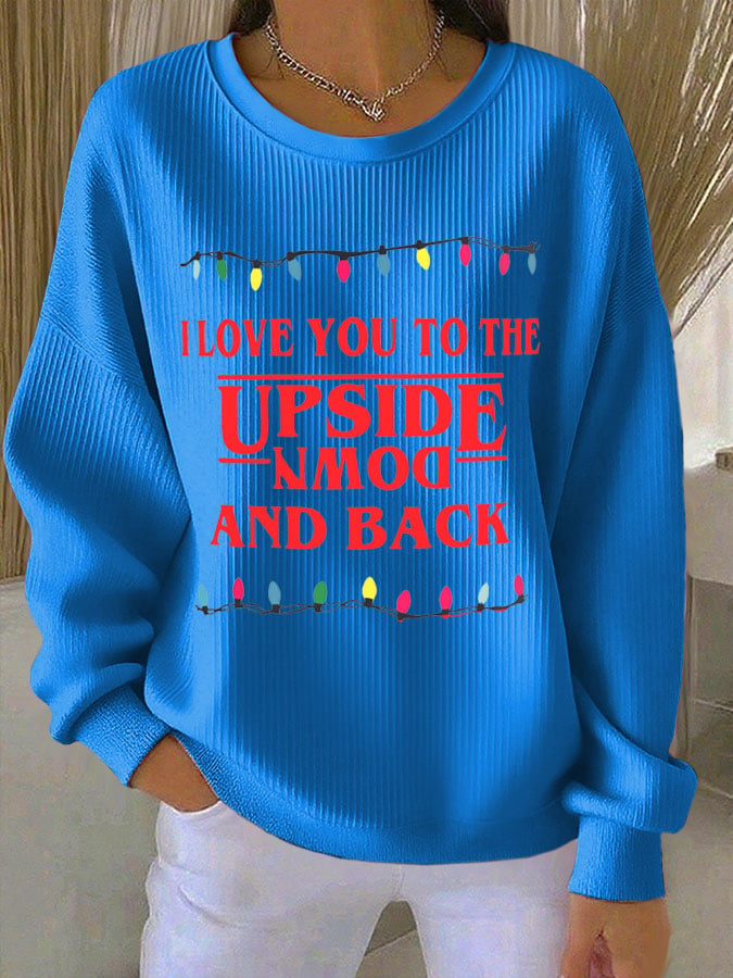 Women's Film And Television Drama Print Knit Crew Neck Long Sleeve Top